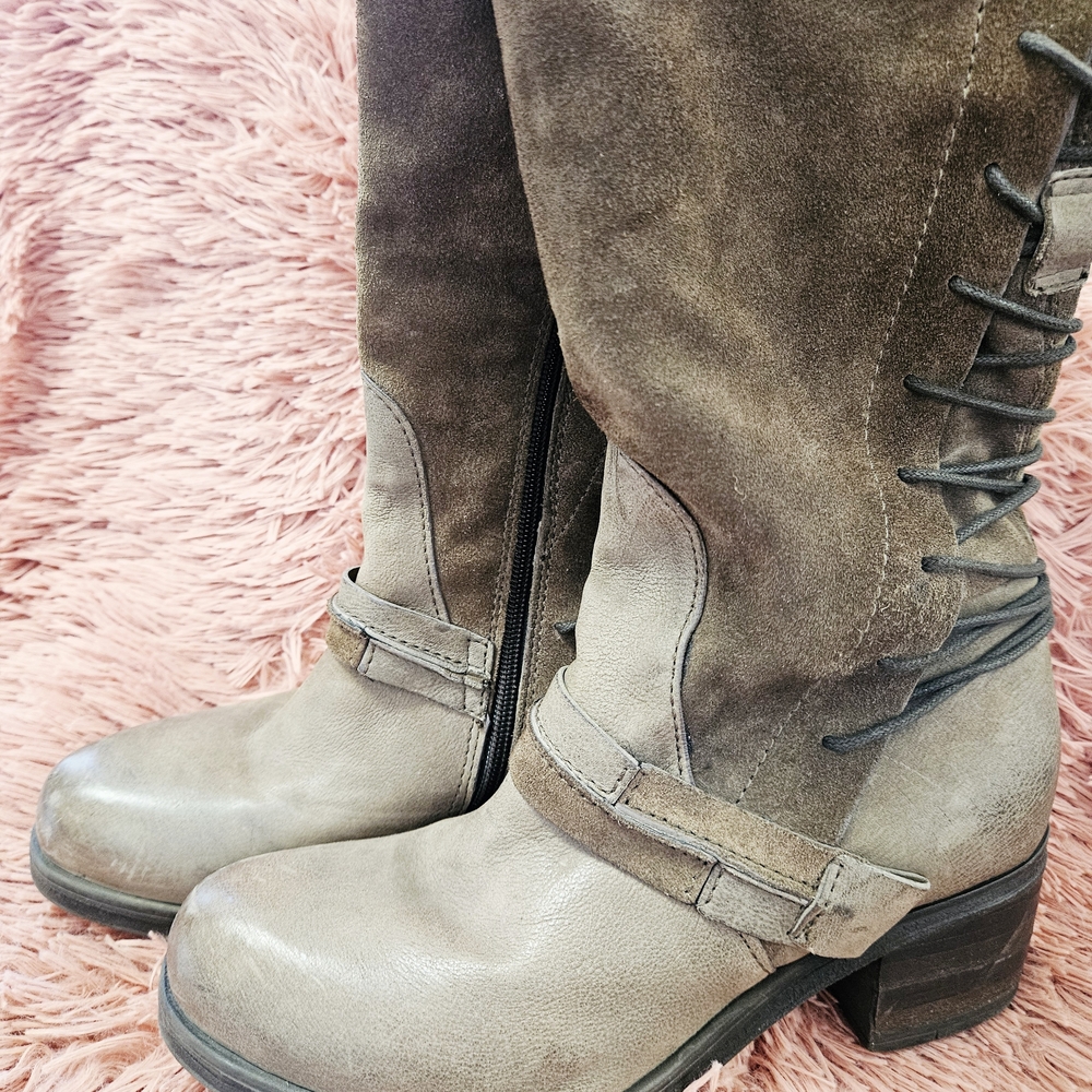 Miz Mooz Shankara Taupe Lace Up Boots